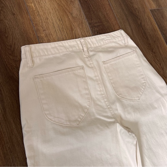 Womens High Waist Wide Leg Cream  Jeans Denim Size 28 Button Fly Cotton Trendy - Picture 5 of 14